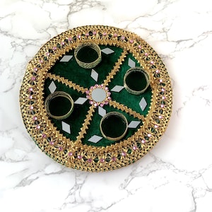 Gota and Rhinestones embellished tray,Mehndi tray, Mehndi thaal, Nikkah tray, Nikkah thaal,Rasam tray ,Pooja thaal/tray