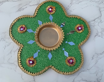 Mehndi candle tray/mehndi thaal, Mehndi decoration/ Pooja candle thaal, sangeet, Haldi