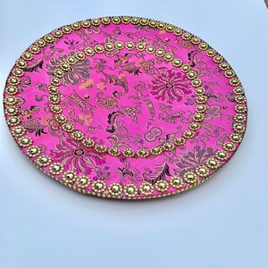 Mehndi tray,Mehndi thaal, Pooja tray, Pooja thaal, henna thaal, Haldi thaal image 2