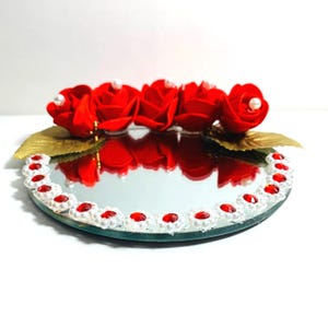 Mehndi mirror candle tray/ Wedding Ring tray