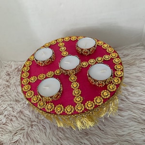 Mehndi thaal, Maiyon thaal, Pooja thaal, Haldi thaal, Nikkah thaal, Mehndi decorations, Nikkah decor