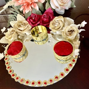 Mirror Nikkah plate, Mirror Engagement plate, Mirror imam zamin plate, Mirror ring bearer plate