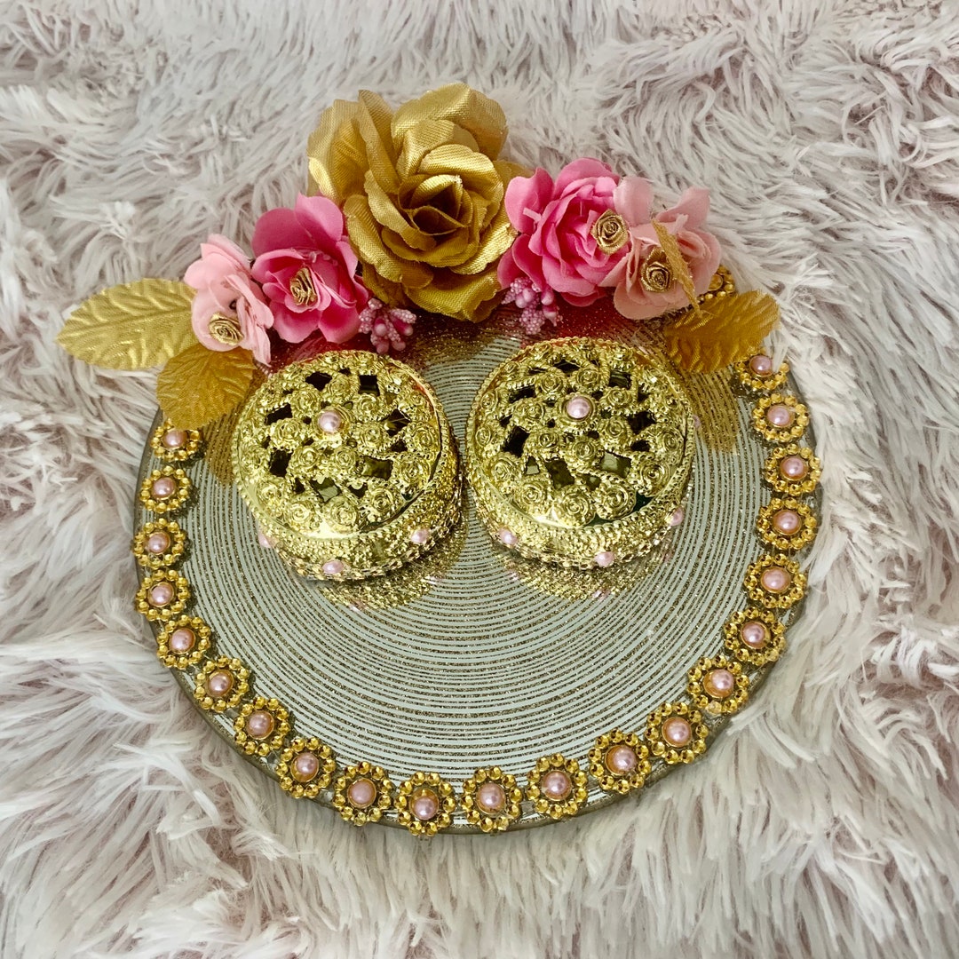Embellished Mirror Ring Tray: Nikkah Pen Plate, Imam Zamin Plate - Etsy