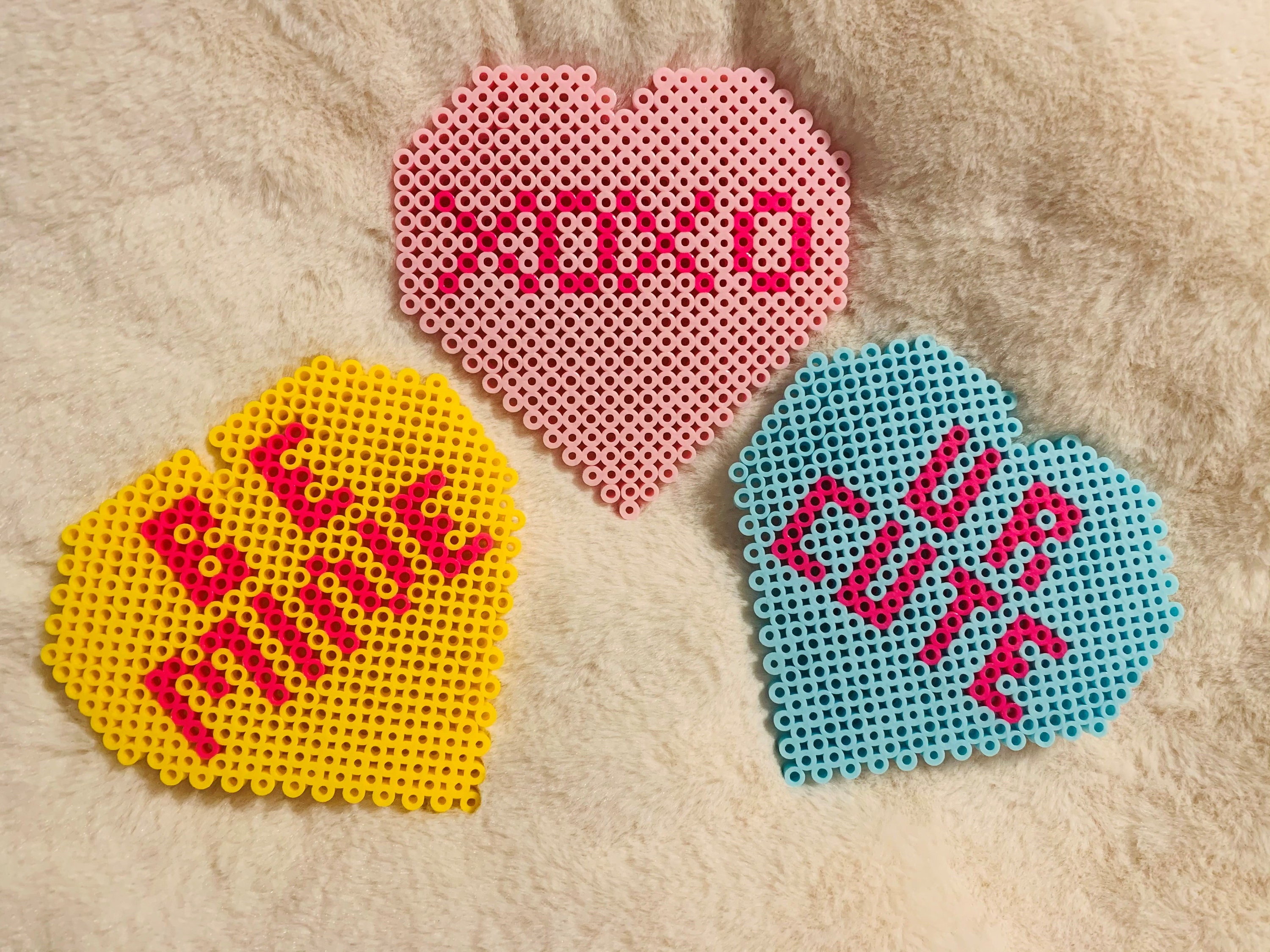 My small collection of perler beads hearts ❤ : r/beadsprites