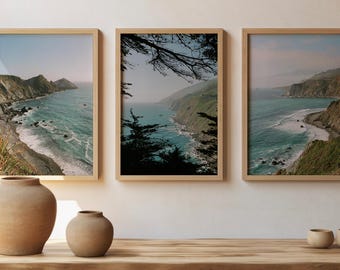 Big Sur 3 Piece Set Framed or Unframed Photography Prints, California Coastal Wall Art