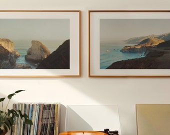 Big Sur Set of 2 Framed or Unframed Prints, Coastal Wall Art, California Beach House Photography, Housewarming Gift for Ocean Lovers