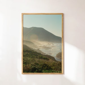 Big Sur View Art Print, Coastal Wall Art, Minimalist Retro, California Beach House Photography, Housewarming Gift for Ocean Lovers