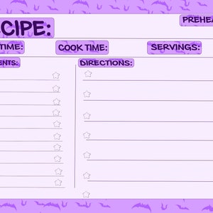 4x6 Goth/Halloween Spooky Recipe Cards (Printable)