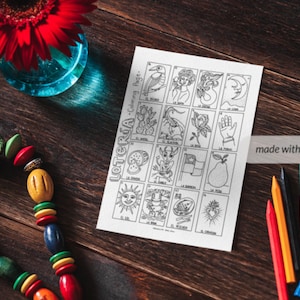 Lotería Coloring Page PDF Digital Download 8.5x11in