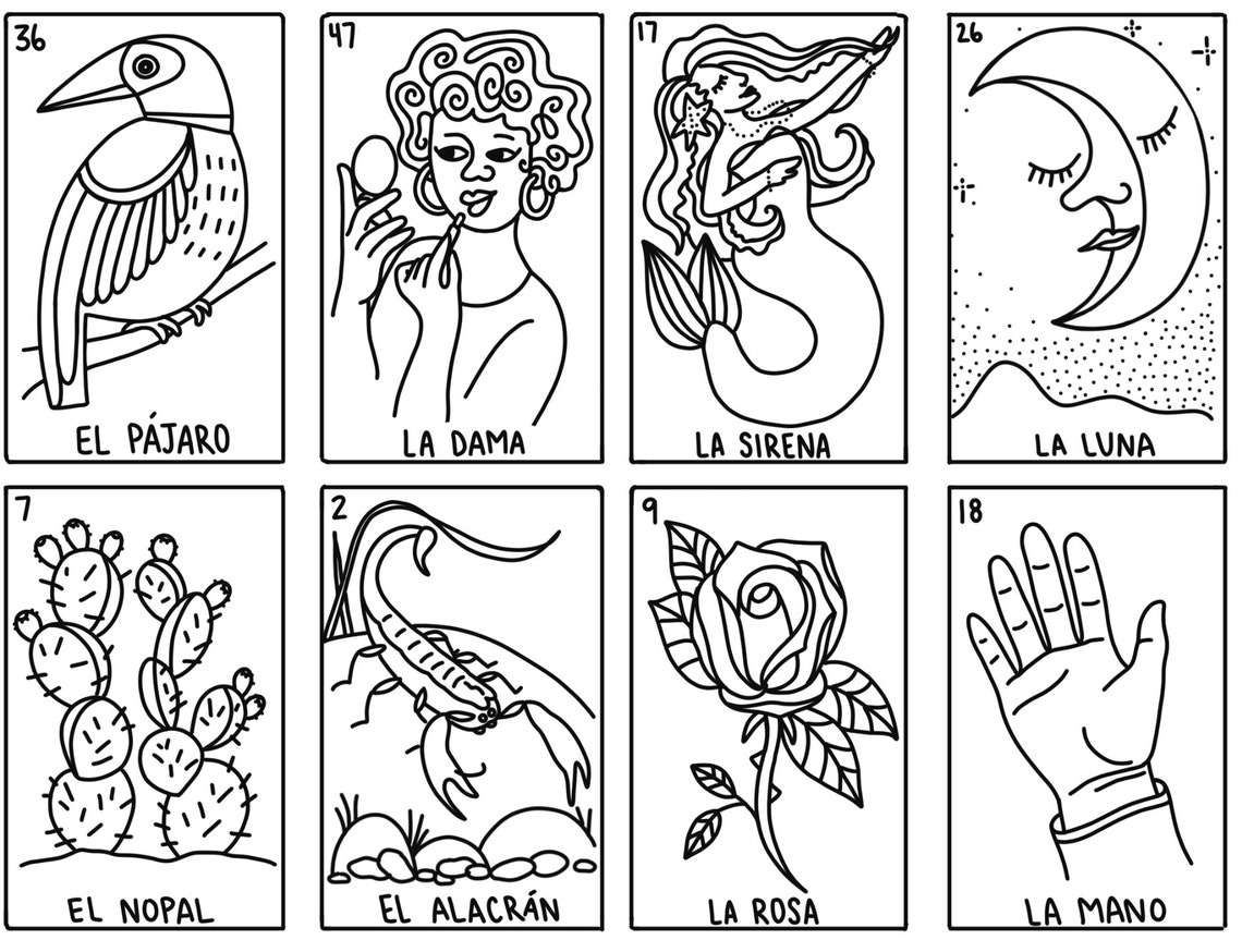 Lotería Coloring Page PDF Digital Download 8.5x11in - Etsy