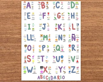 Spanish Alphabet Poster PDF DOWNLOAD 300 ppi 18x24 inch