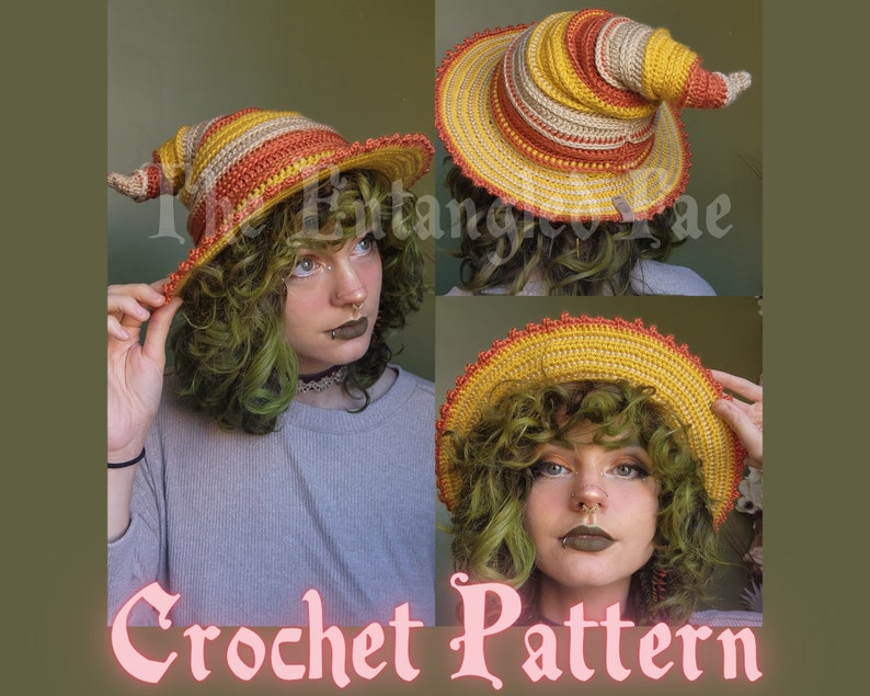 Twisteria Witch Hat Crochet Pattern DIGITAL FILE not a finished hat image 1