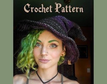 Slouchy Witch Hat Crochet Pattern - DIGITAL FILE not a finished hat