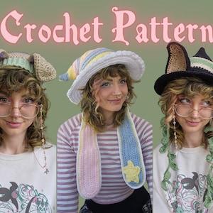 Animal Ear Booster Pack II Crochet Pattern - DIGITAL FILE not a finished hat