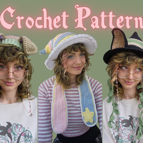 Patrón de crochet Animal Ear Booster Pack II - ARCHIVO DIGITAL no es un gorro terminado