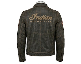 Handmade Men's Motorcycle Leather Jacket Distressed Biker Real Cowhide Leather