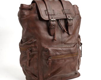 Handmade Leather Backpack: Unisex Travel Rucksack, Large Capacity