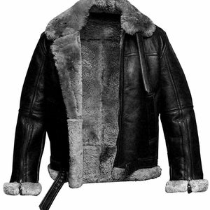 Blouson aviateur RAF Aviator B3 : manteau d'hiver en cuir de mouton pour hommes