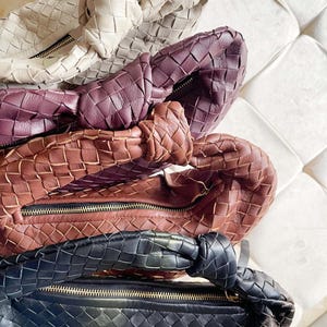 Handgefertigte Einkaufstasche aus gewebtem Leder, gewebte Handtasche, elegante Ledertasche, handgemachte Geschenke für sie