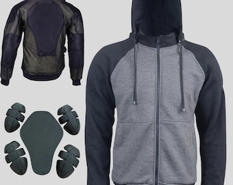 Kevlar Motorcycle Hoodie: CE Armored Riding Jacket with Removable Protection