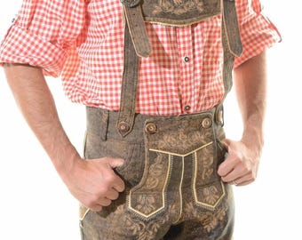 Men's Lamb Leather Lederhosen Shorts: Bavarian Oktoberfest Tracht