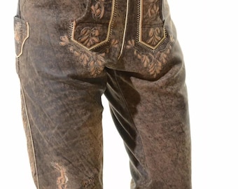 Bavarian Oktoberfest Lederhosen Trachten Antique Lamb Leather Tracht Bundhosen Premium Lederhosen Men Outfit