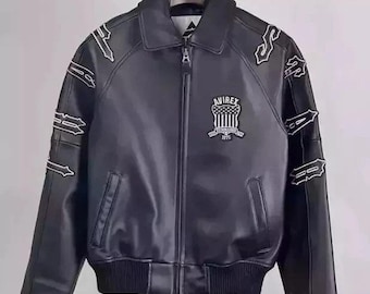 American Men's Real Leather Jacket Sheepskin Flight Bomber Varsity Jacket