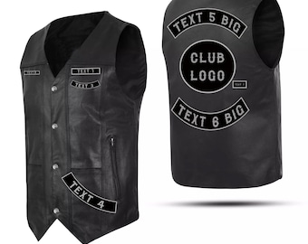 Personalized Buffalo Leather Motorcycle Club Vest: Embroidered Biker Vest