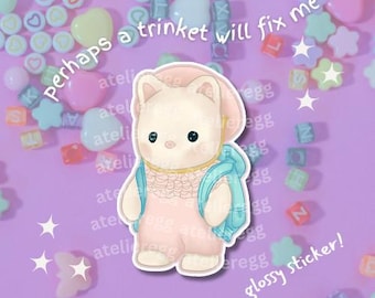 Pegatina de gato para mochila Calico Critter: decoración hecha a mano para niñas