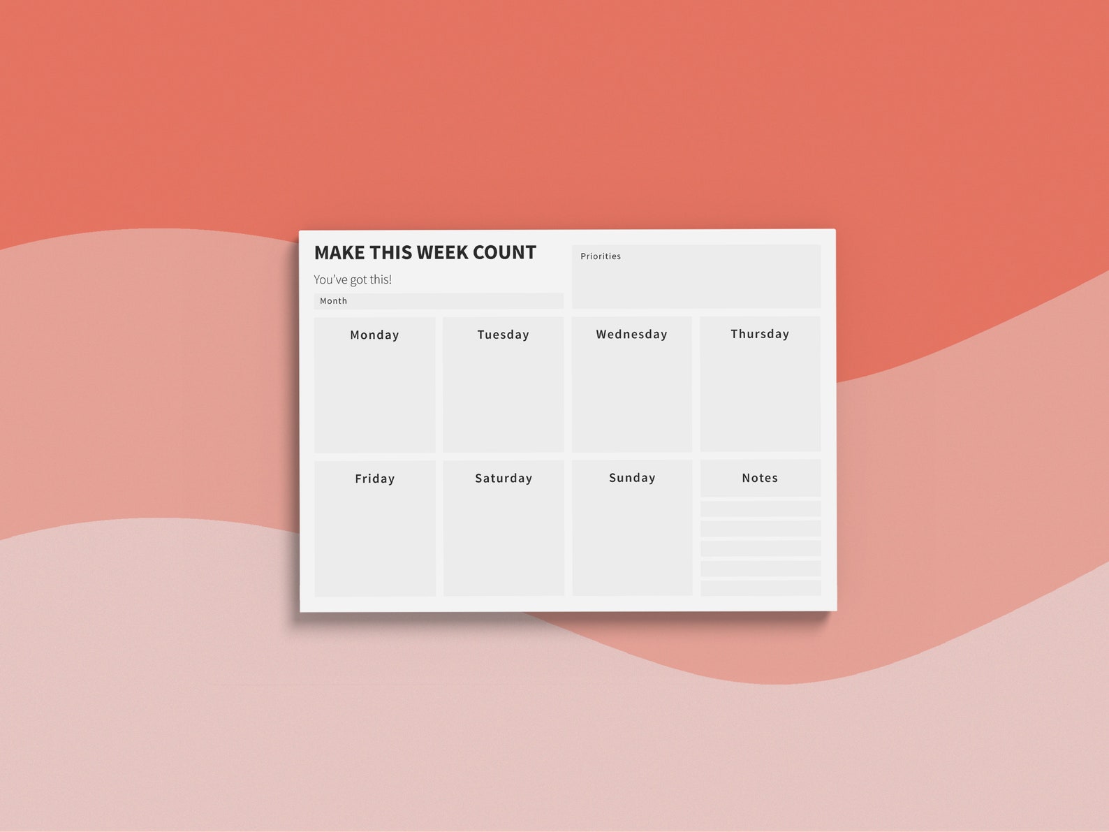 printable weekly planner landscape digital download week etsy