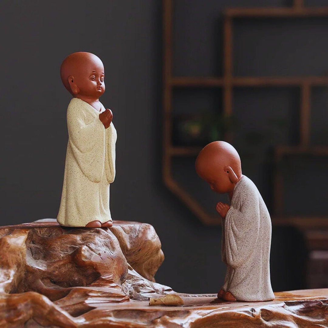 Chinese Zen Monk Statue Little Monk Ornament Ceramic Statue Etsy