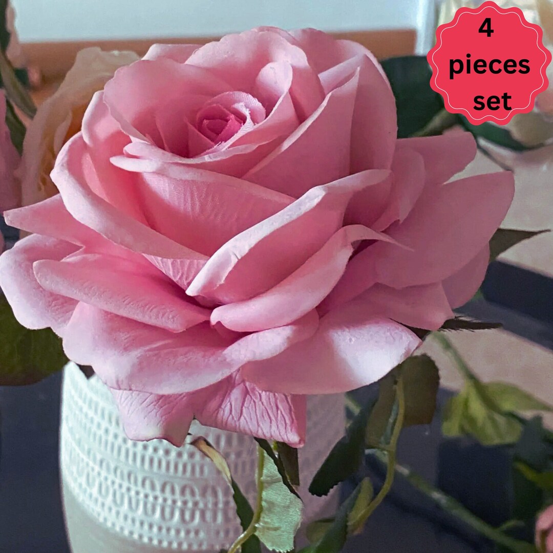 Large Artificial Rose Bouquet 4 Stems Pack Real Touch Latex Autumn