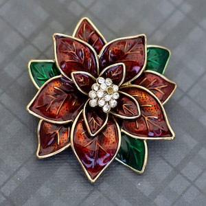 Vintage Poinsettia Flower Brooch - O27 - Etsy