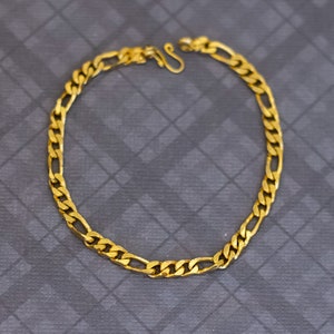 7 inch, vintage Figaro Chain Link goudkleurige kettingarmband - G49