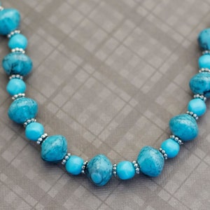 Vintage Boho Blue Plastic Beaded Necklace 20 Inches G13