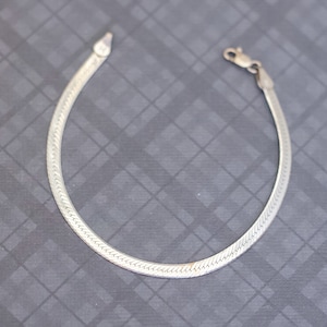 17 cm, Vintage Sterling Silber Herringbone Elegant Armband, G48