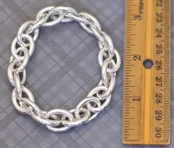 7 inch, Vintage Round Oval Links Chain Bracelet, … - image 3