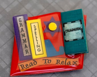 Vintage Grammar Spelling Books Brooch by Book Pins by Lucinda, G42