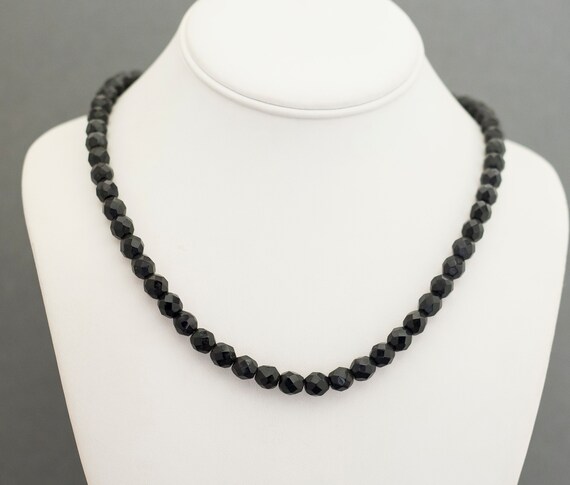 Vintage Gothic Plastic Beaded Black Long Necklace… - image 3