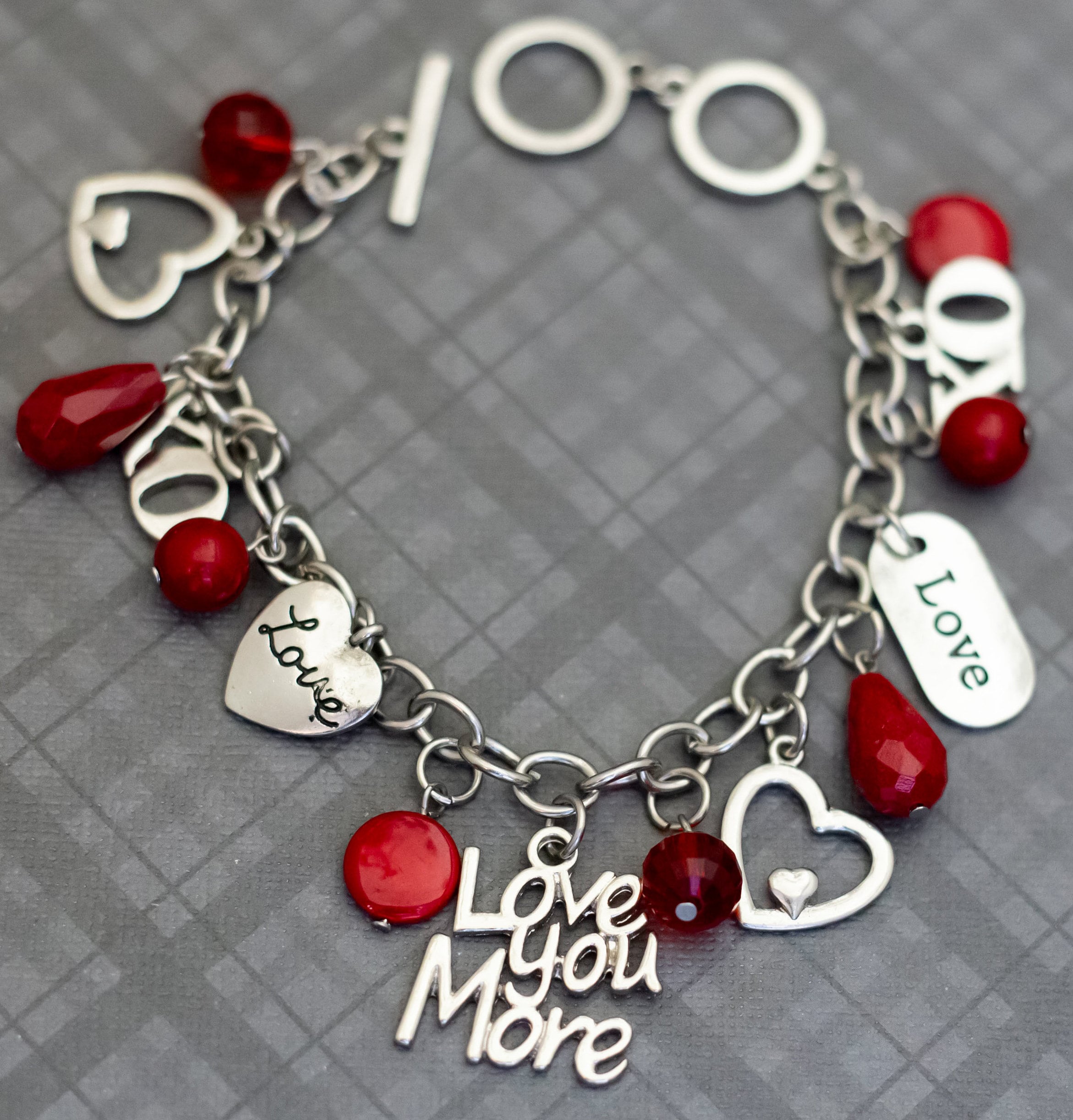 8 Inch, Vintage Love You More Silver Tone Romantic Charm