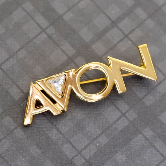 Vintage Avon Monogram Gold Tone Brooch by Avon, G… - image 1