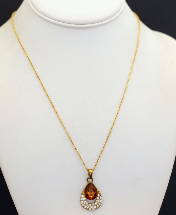 18 inch, Vintage Art Deco Teardrop Brown Faux Gem… - image 2