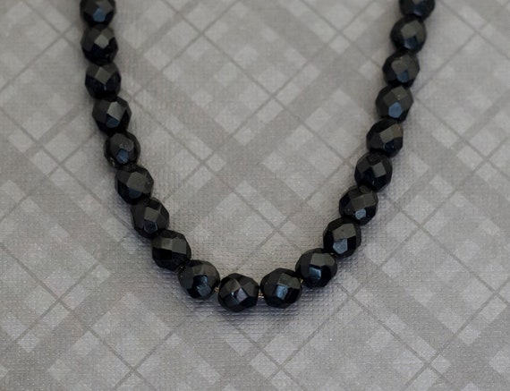 Vintage Gothic Plastic Beaded Black Long Necklace… - image 2