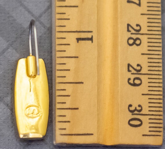 Vintage Round Rectangular Gold Tone Dangle Earrin… - image 3