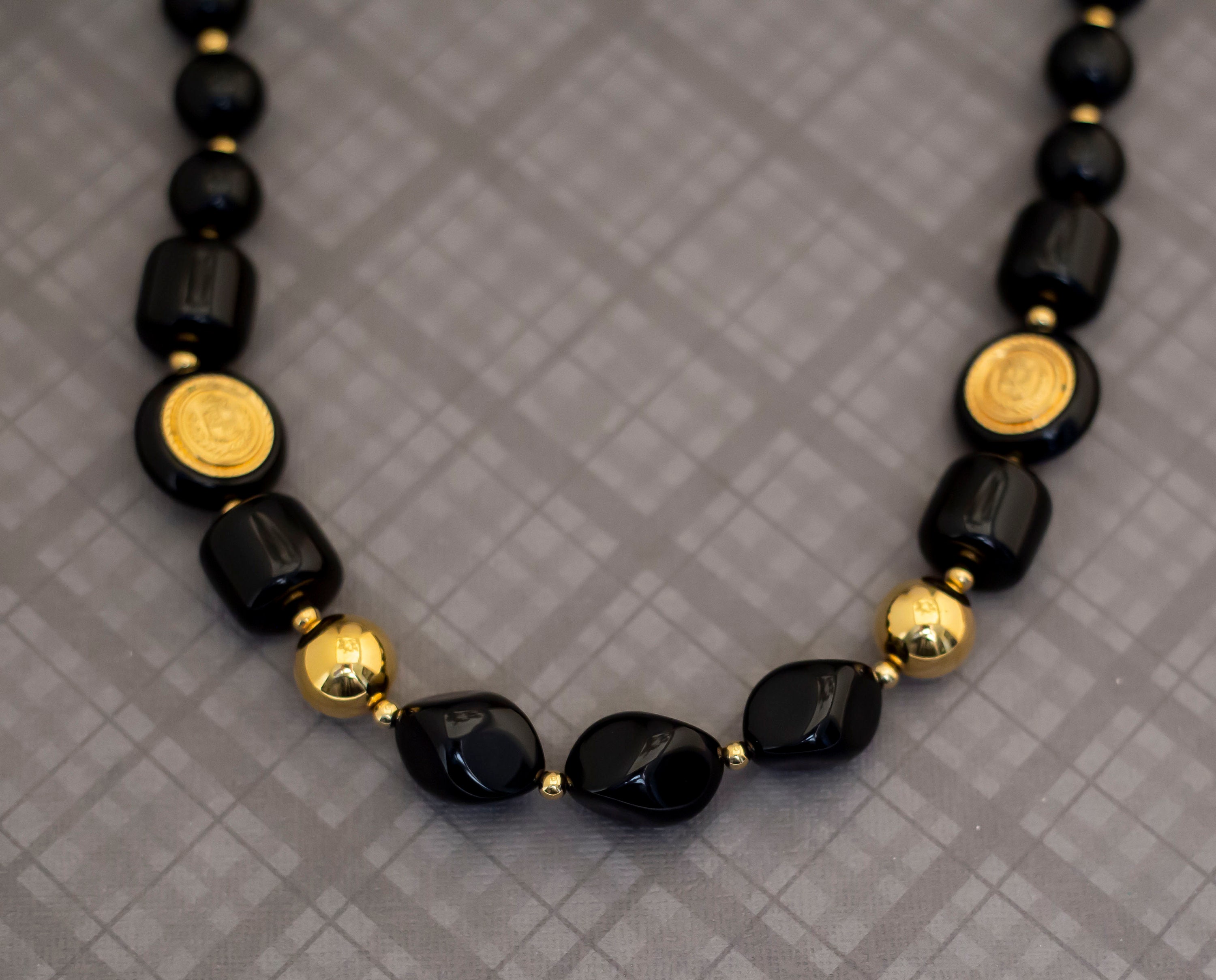 Vintage Gothic Stones Beaded Necklace 24 Inches G30 - Etsy