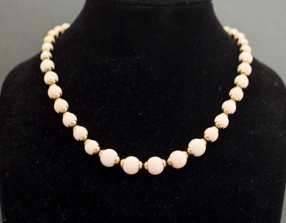 Vintage Light Pink Beaded Necklace 20 Inches by A… - image 1