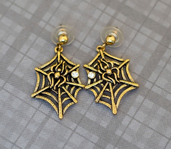 Web and Flow Gothic Spider Web Earrings by Avon - image 1