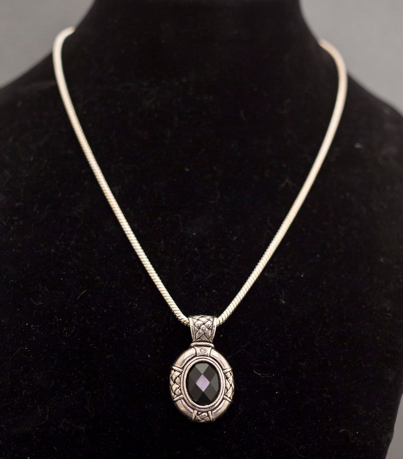 Vintage Gothic Silver Tone Pendant Necklace 20 Inches G7