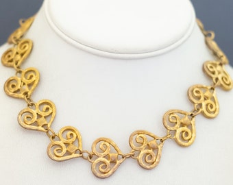 16 Zoll, Vintage Love Heart Abstract Links Goldfarbene Halskette – G50