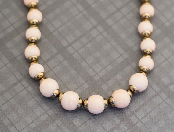 Vintage Light Pink Beaded Necklace 20 Inches by A… - image 2